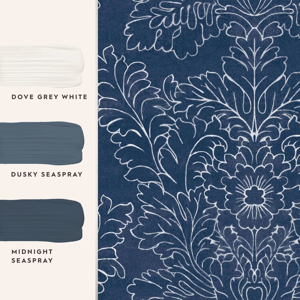 Silchester Wallpaper - Midnight Seaspray Blue - Laura Ashley - 119852 - Premier Wallcovering