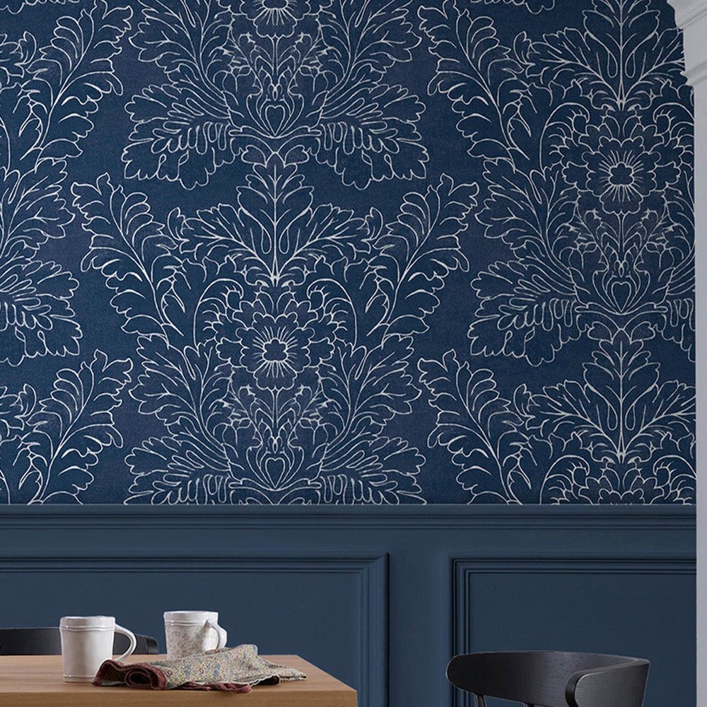 Silchester Wallpaper - Midnight Seaspray Blue - Laura Ashley - 119852 - Premier Wallcovering