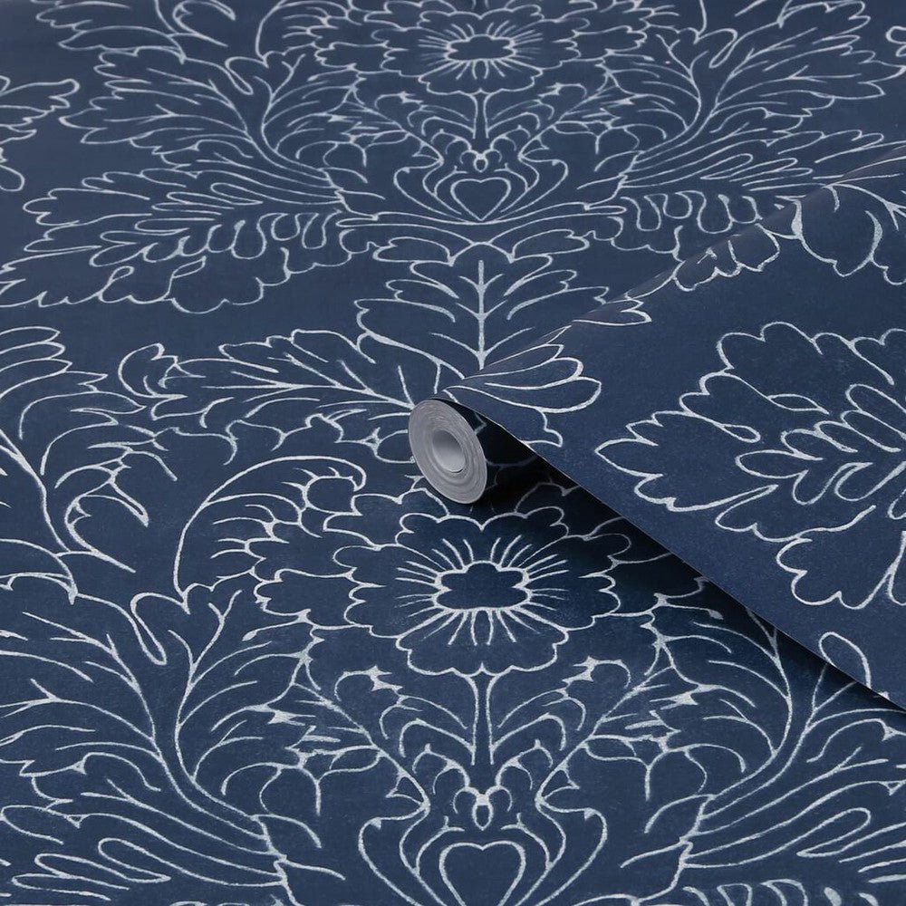 Silchester Wallpaper - Midnight Seaspray Blue - Laura Ashley - 119852 - Premier Wallcovering