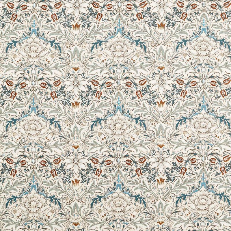 Simply Severn Wide Width Fabric - Sage Leaf/Tan - Morris & Co - 227286 - Premier Wallcovering