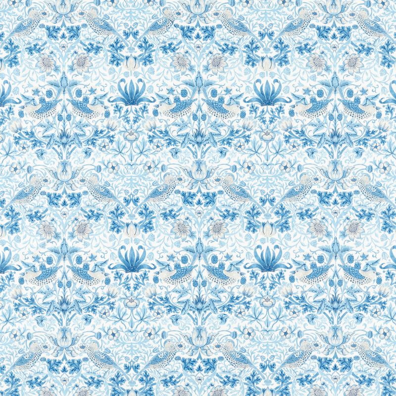Simply Strawberry Thief Fabric - Woad - Morris & Co - 226916 - Premier Wallcovering