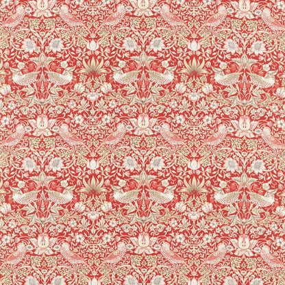 Simply Strawberry Thief Fabric - Indian Red - Morris & Co - 226915 - Premier Wallcovering