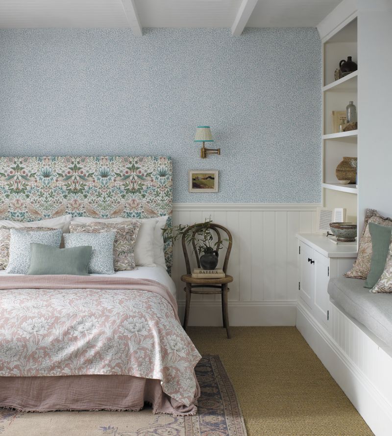 Simply Strawberry Thief Fabric - Indian Red - Morris & Co - 226915 - Premier Wallcovering