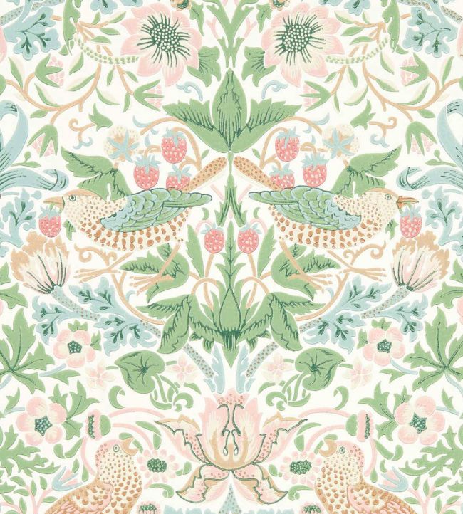 Simply Strawberry Thief Wallpaper - Cochineal Pink - 217061 - Morris & Co - Premier Wallcovering