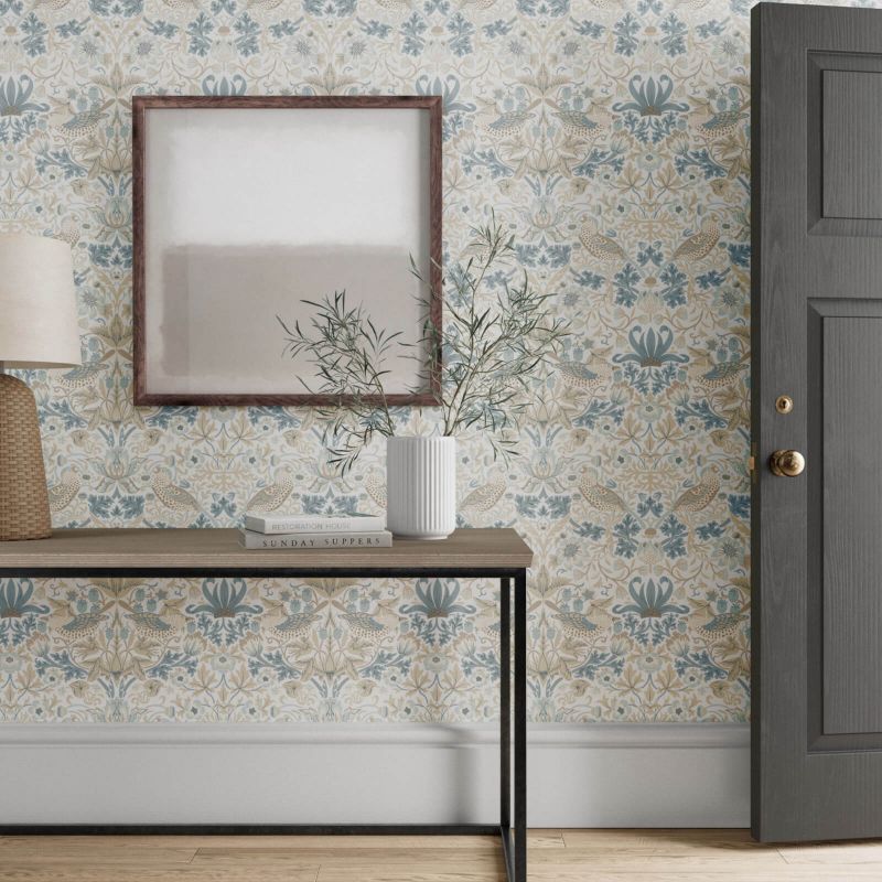 Simply Strawberry Thief Wallpaper - Slate/Vellum - Morris & Co - 217060 - Morris Wallpaper