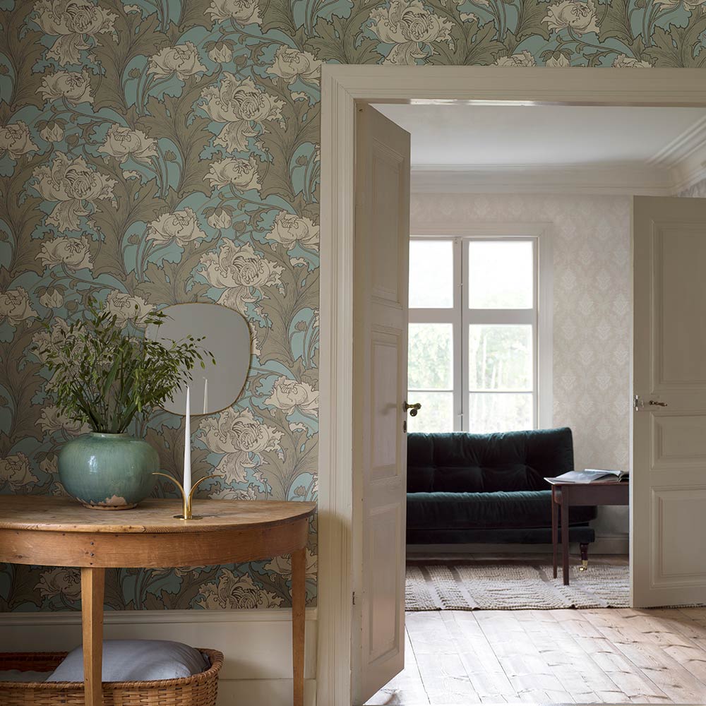 Siri Wallpaper - Beige and Green - Boråstapeter - 4538 - Premier Wallcovering