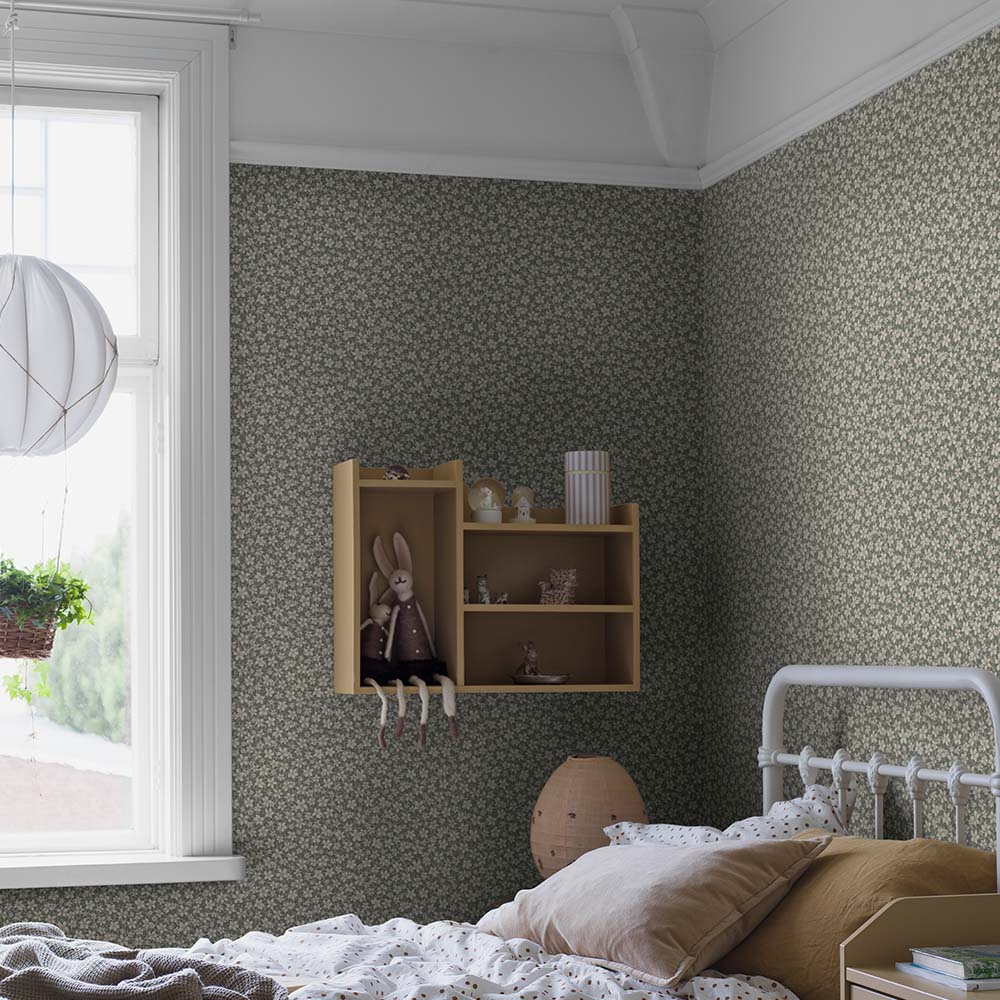 Skogsblomst Wallpaper - Moss Green - Boråstapeter - 3268 - Premier Wallcovering