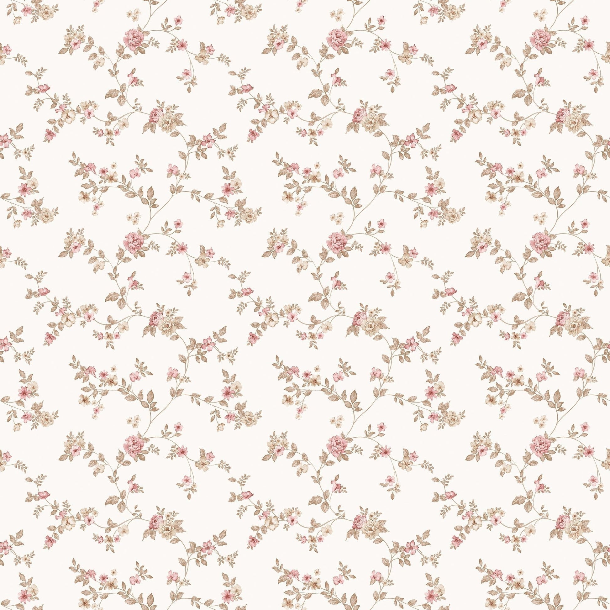 Small Prints Delicate Floral Wallpaper - Cranberry, tan - Galerie - G56648 - Premier Wallcovering