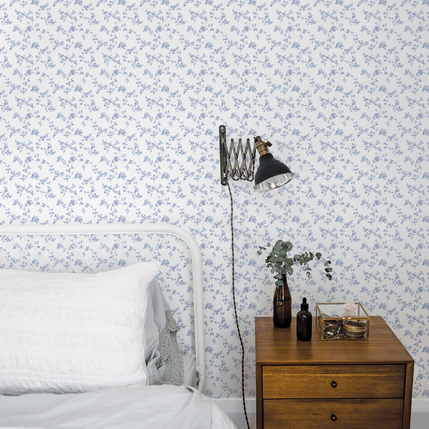 Small Prints Delicate Floral Wallpaper - Blues - Galerie - G56647 - Premier Wallcovering
