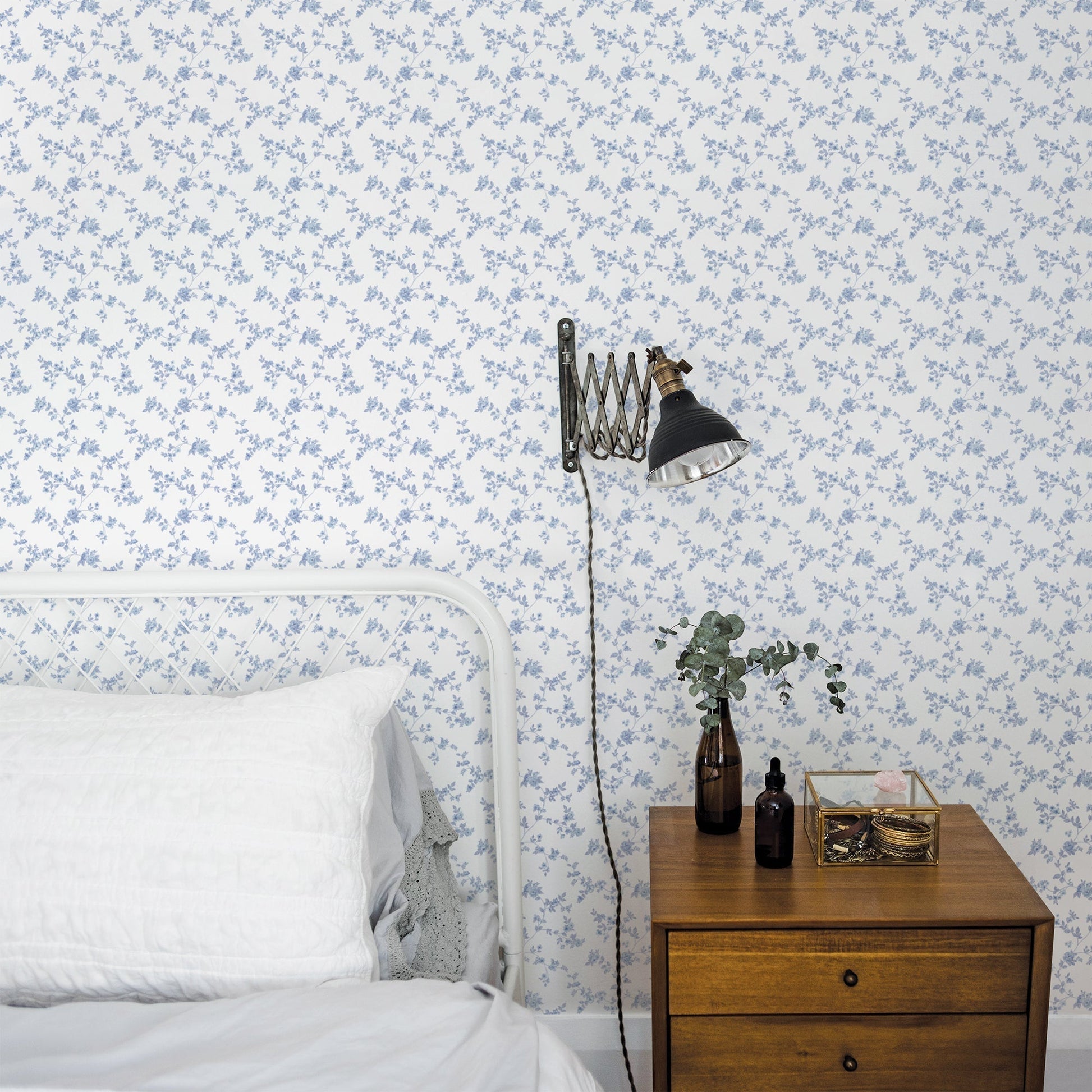 Small Prints Delicate Floral Wallpaper - Blues - Galerie - G56647 - Premier Wallcovering