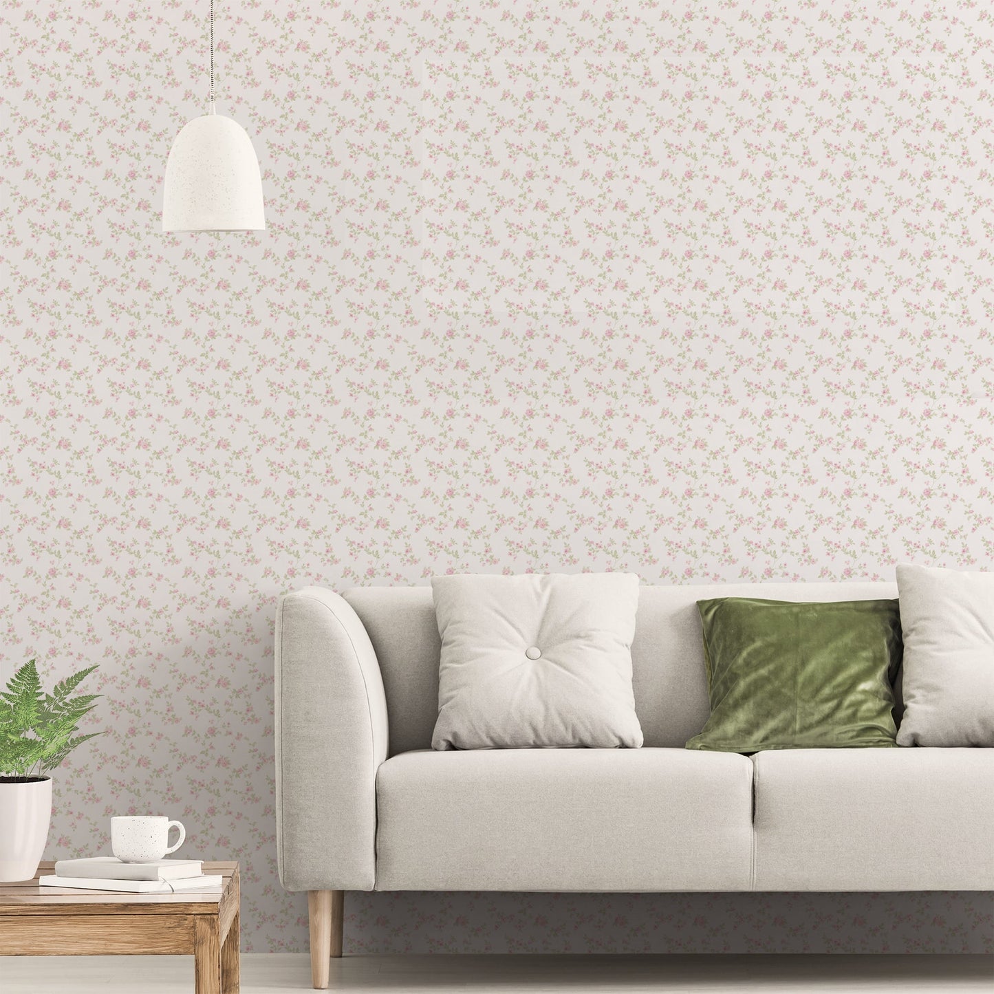 Small Prints Delicate Floral Wallpaper - Pink / Green - Galerie - G56649 - Premier Wallcovering