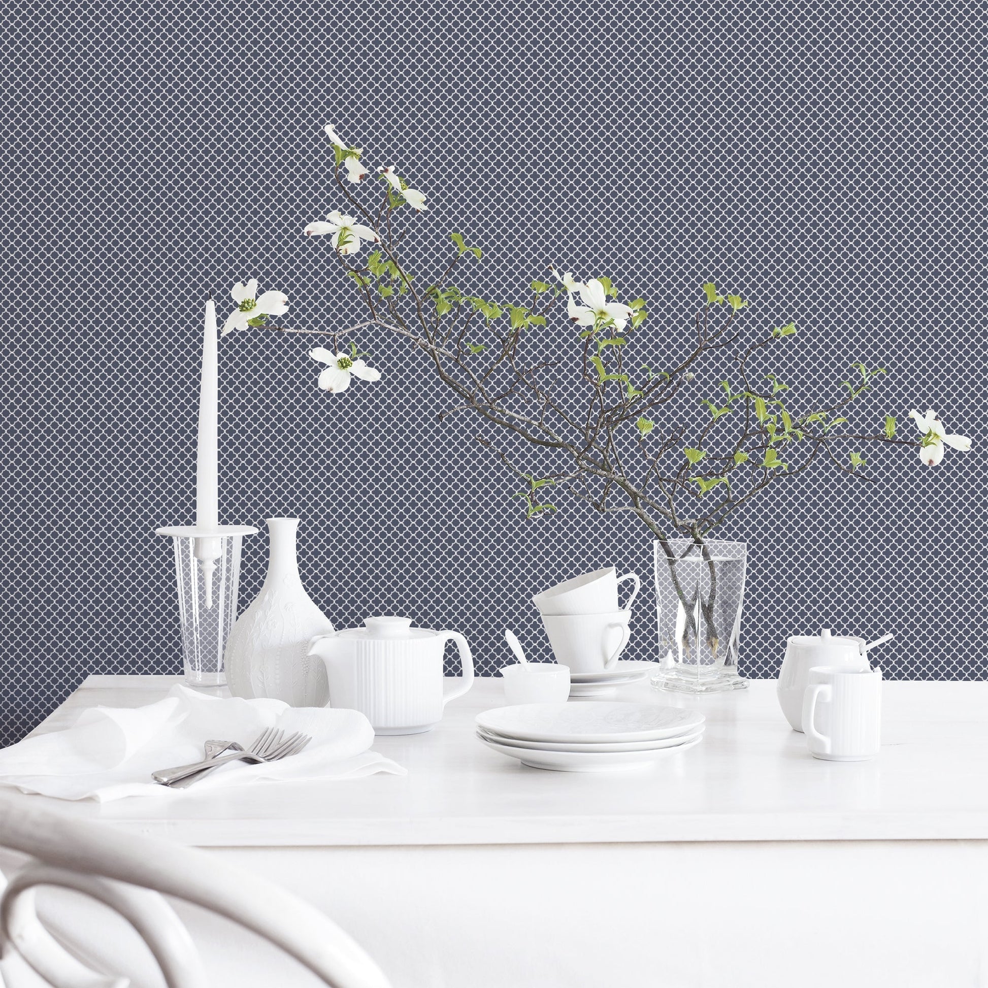 Small Prints Medallion Wallpaper - Navy - Galerie - G56664 - Premier Wallcovering