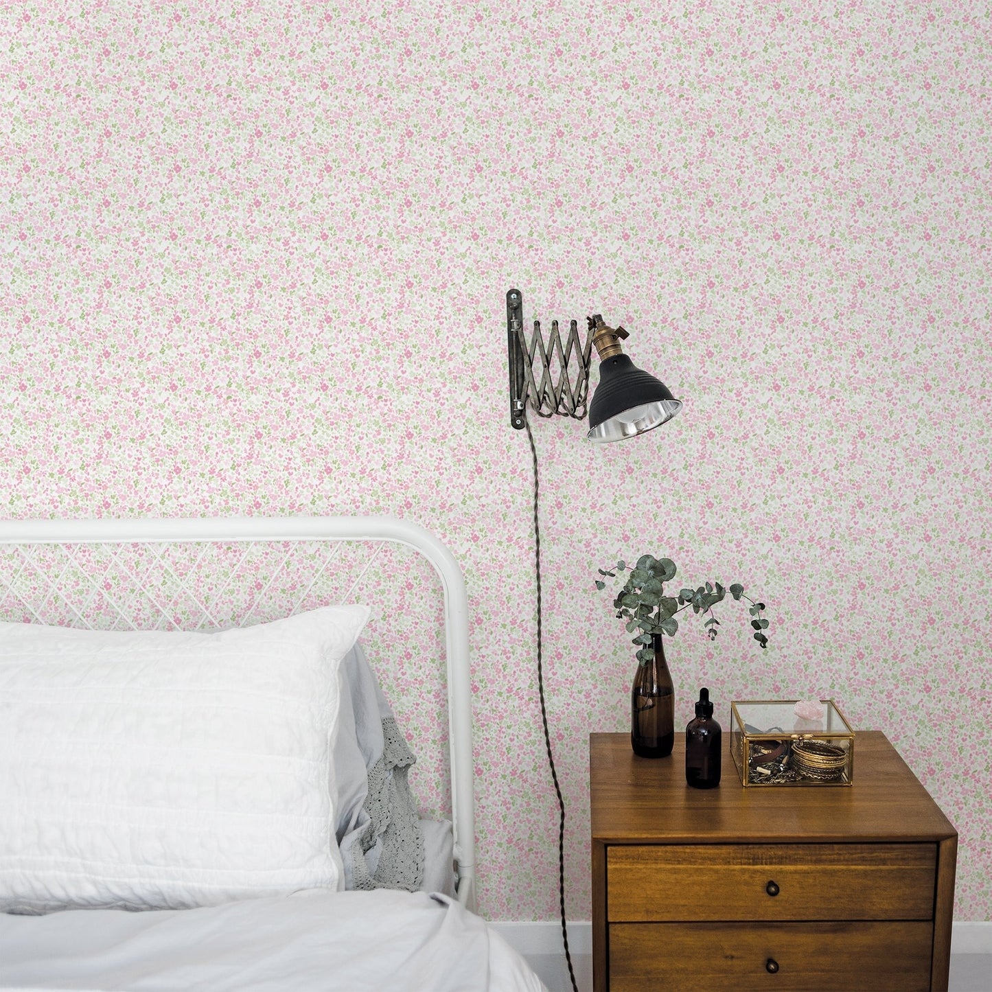 Small Prints Mini Mod Floral Wallpaper - Pink / Green - Galerie - G56669 - Premier Wallcovering
