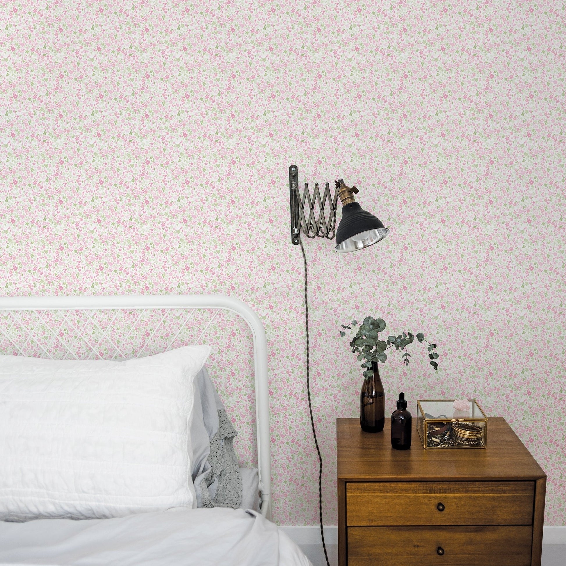 Small Prints Mini Mod Floral Wallpaper - Pink / Green - Galerie - G56669 - Premier Wallcovering