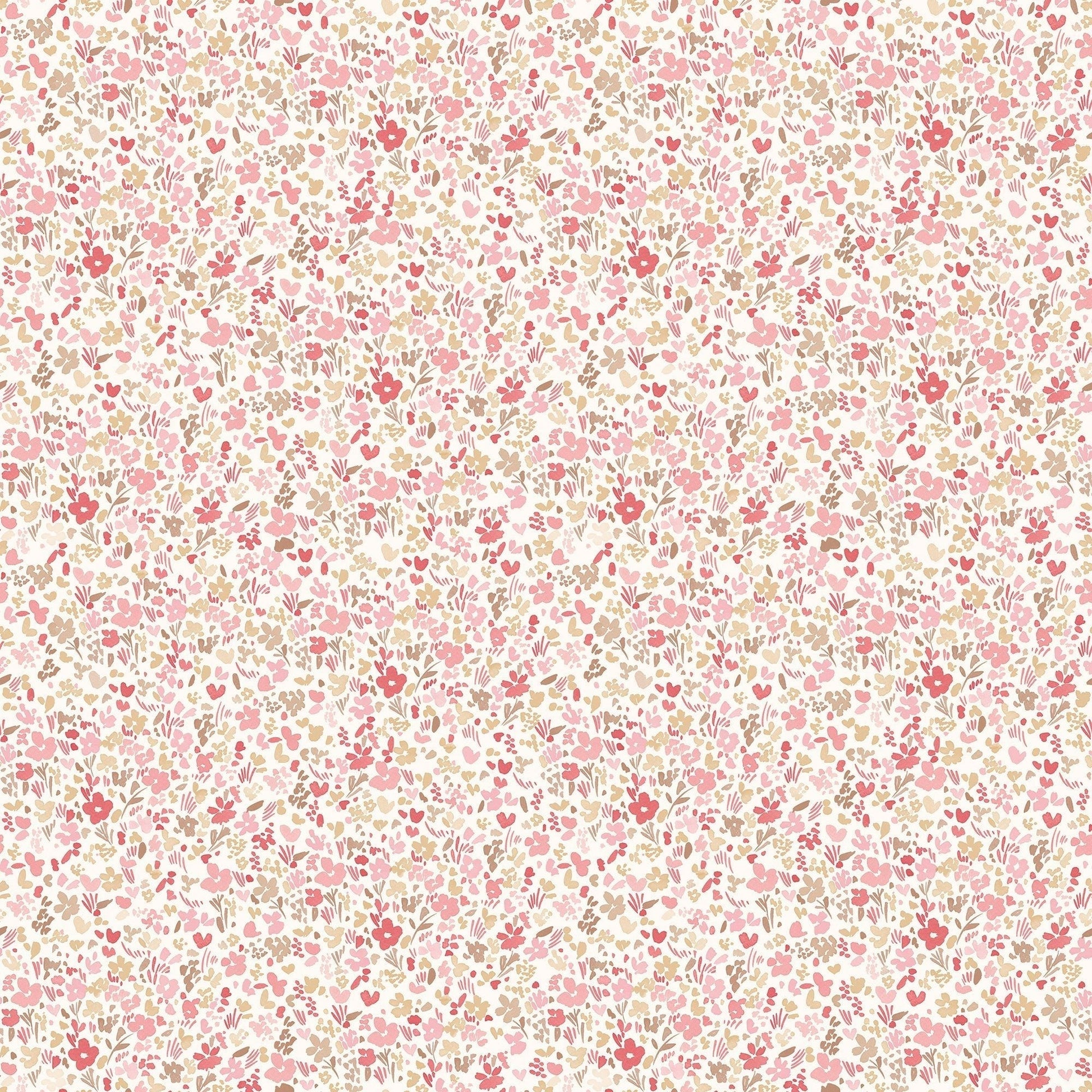 Small Prints Mini Mod Floral Wallpaper - Cranberry / Tan - Galerie - G56666 - Premier Wallcovering