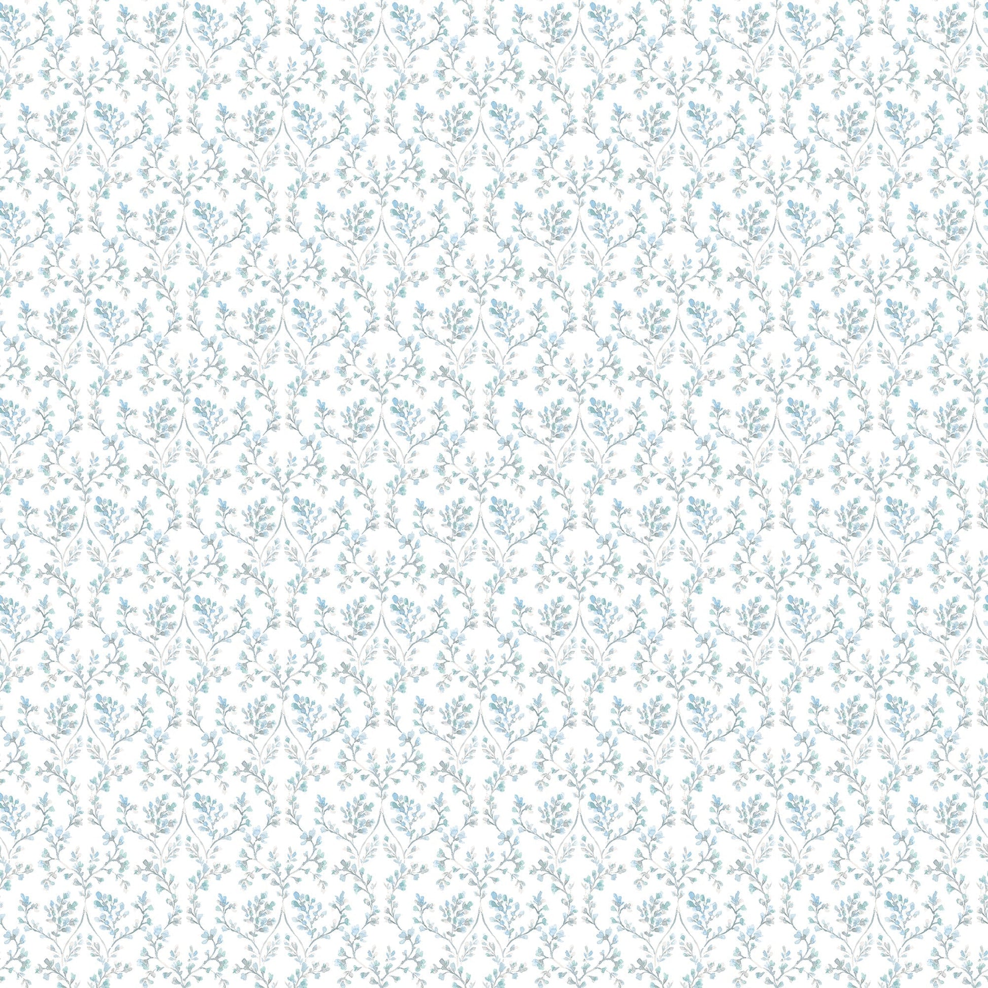 Small Prints Ogee Floral Wallpaper - Teal / Blue / Beige - Galerie - G56683 - Premier Wallcovering