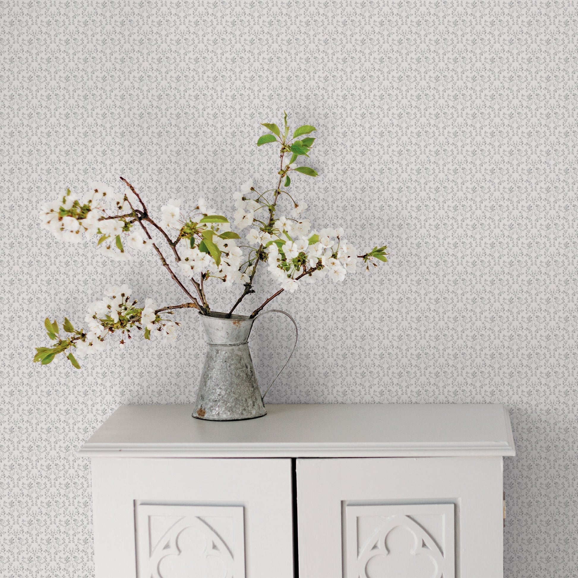Small Prints Ogee Floral Wallpaper - Black / Greys - Galerie - G56678 - Premier Wallcovering