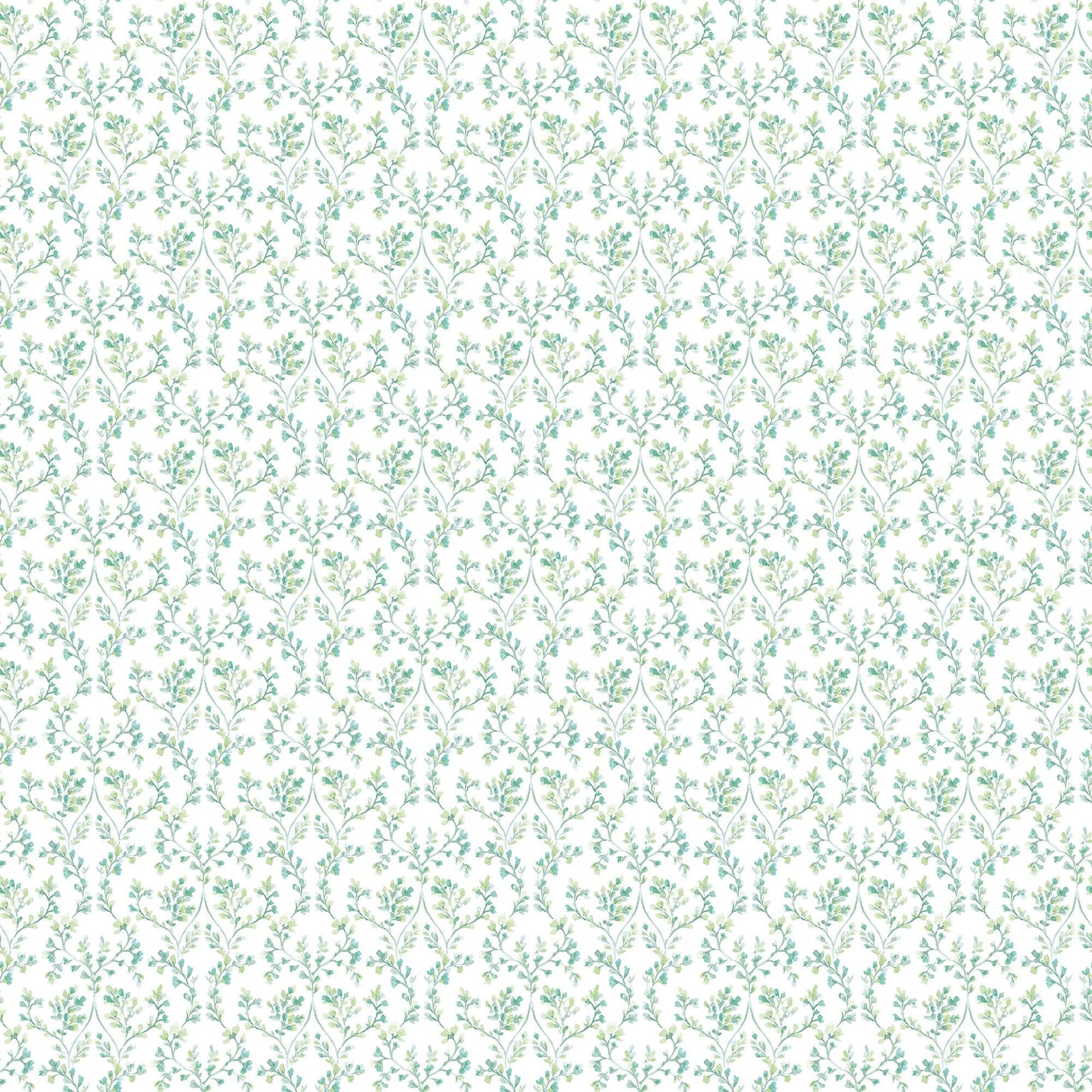 Small Prints Ogee Floral Wallpaper - Emerald Green / Turquoise - Galerie - G56680 - Premier Wallcovering