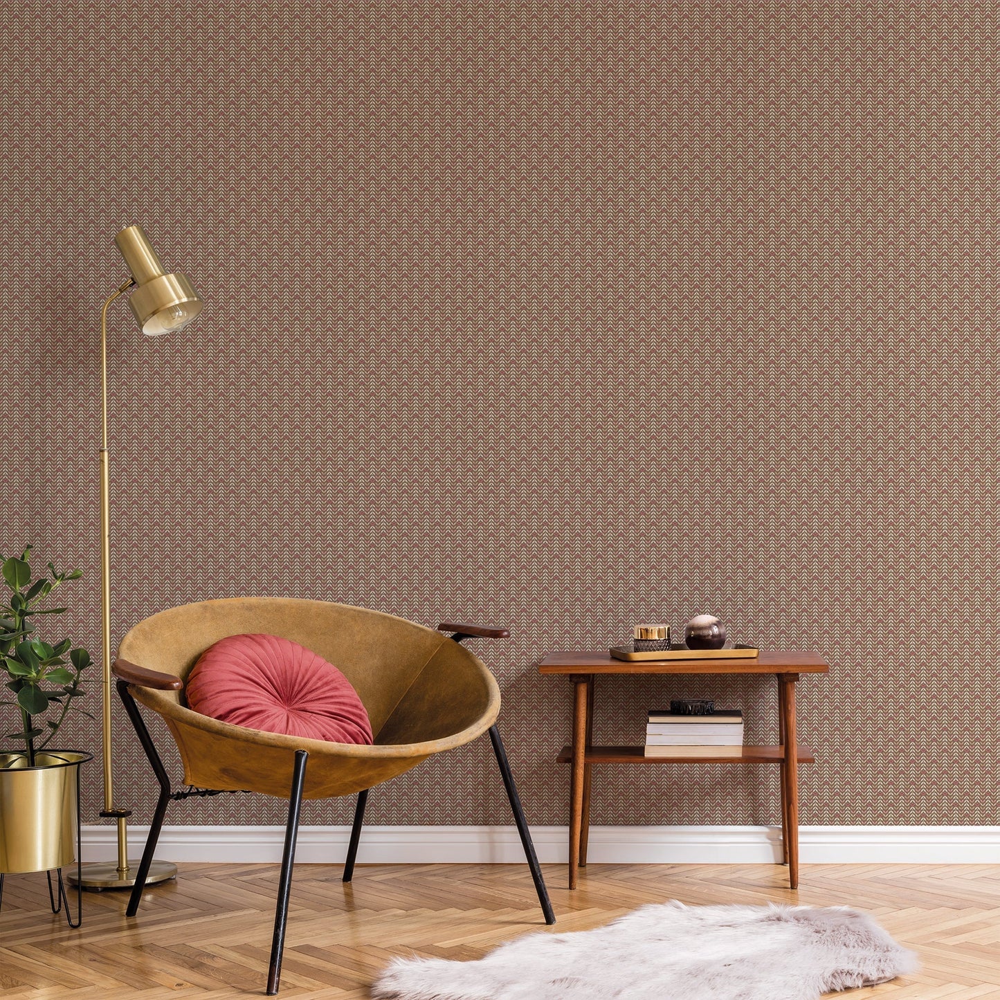 Small Prints Tulip Flip Wallpaper - Chocolate / Pink / Tan - Galerie - G56705 - Premier Wallcovering
