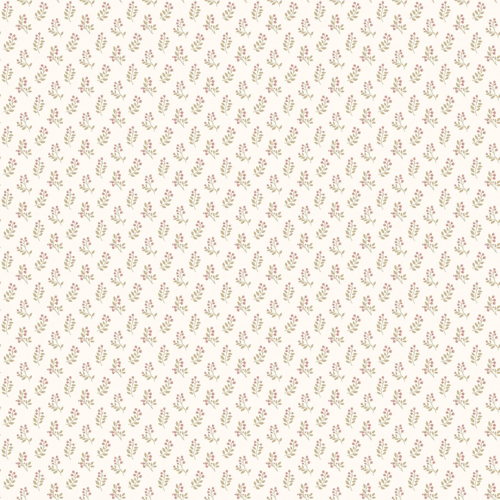 Small Prints Vintage Bud Wallpaper - Cranberry / Tan - Galerie - G56709 - Premier Wallcovering