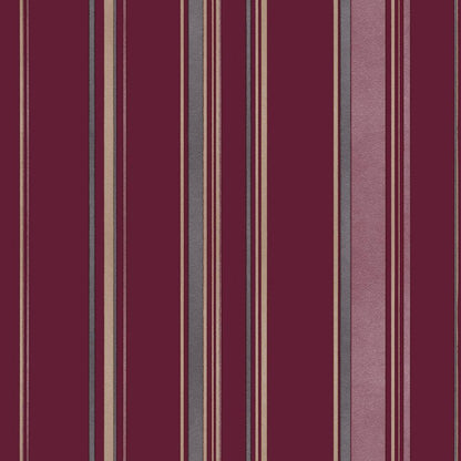 Smart Stripes Casual Stripe Wallpaper - Cranberry / Taupe / Grey - Galerie - G68053 - Premier Wallcovering