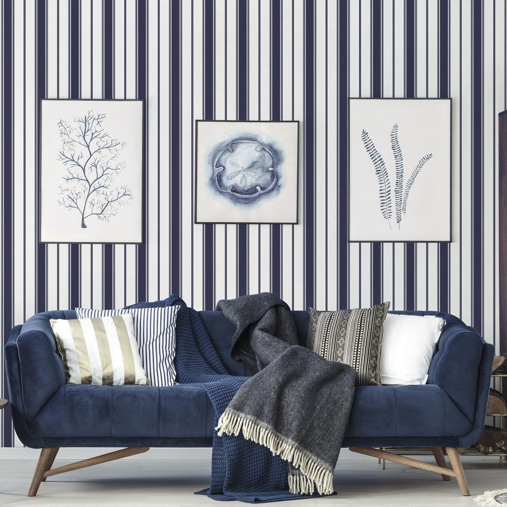 Smart Stripes Heritage Stripe Wallpaper - Navy - Galerie - G68065 - Premier Wallcovering
