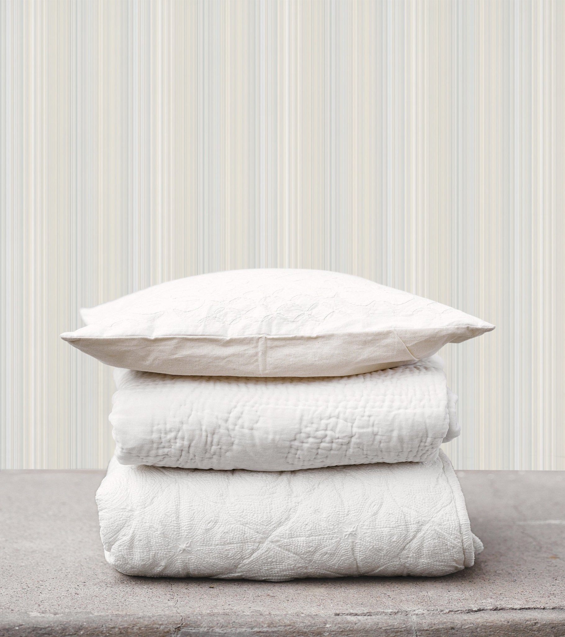 Smart Stripes Multi - Stripe Wallpaper - Beige / Blue - Galerie - G67569 - Premier Wallcovering