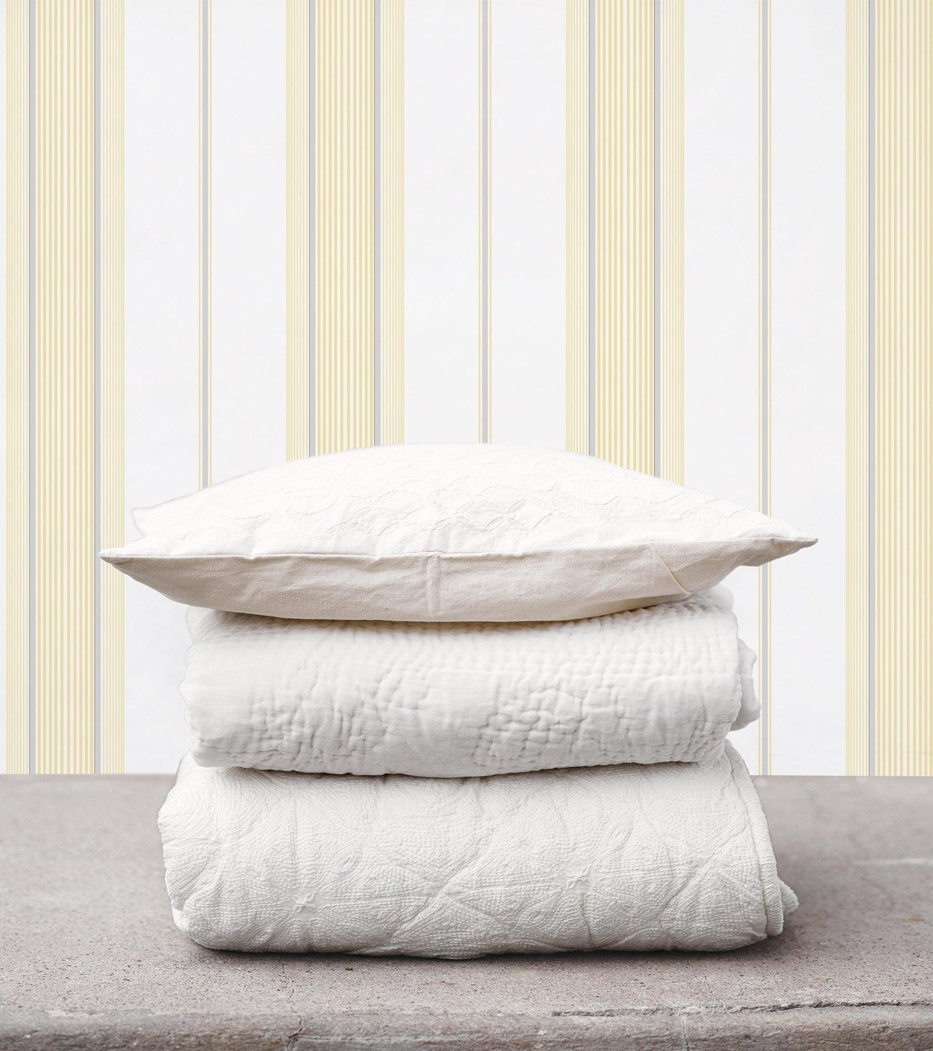 Smart Stripes Multi - Stripe Wallpaper - Yellow / White - Galerie - G67578 - Premier Wallcovering