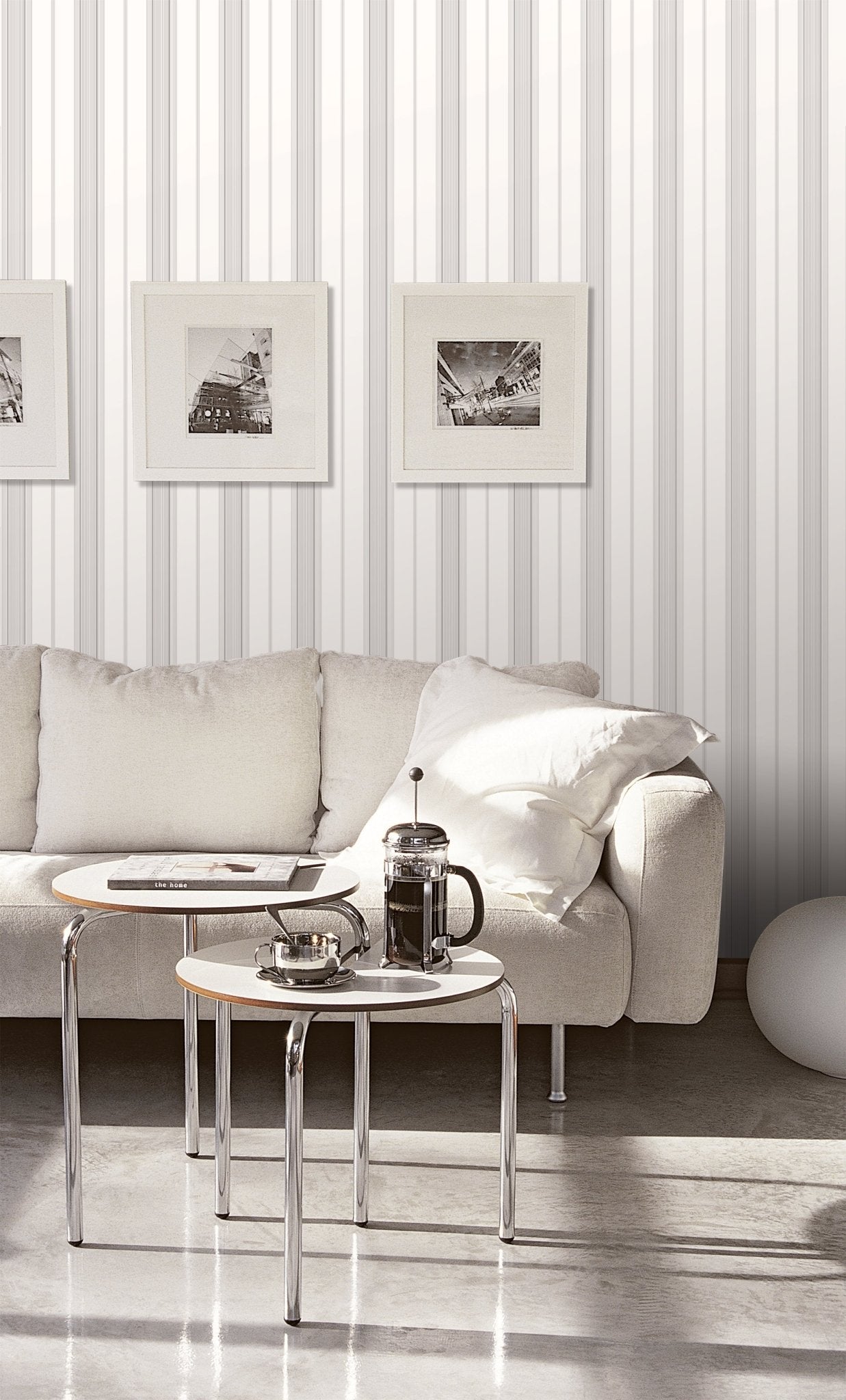 Smart Stripes Multi - Stripe Wallpaper - Grey / White - Galerie - G67576 - Premier Wallcovering
