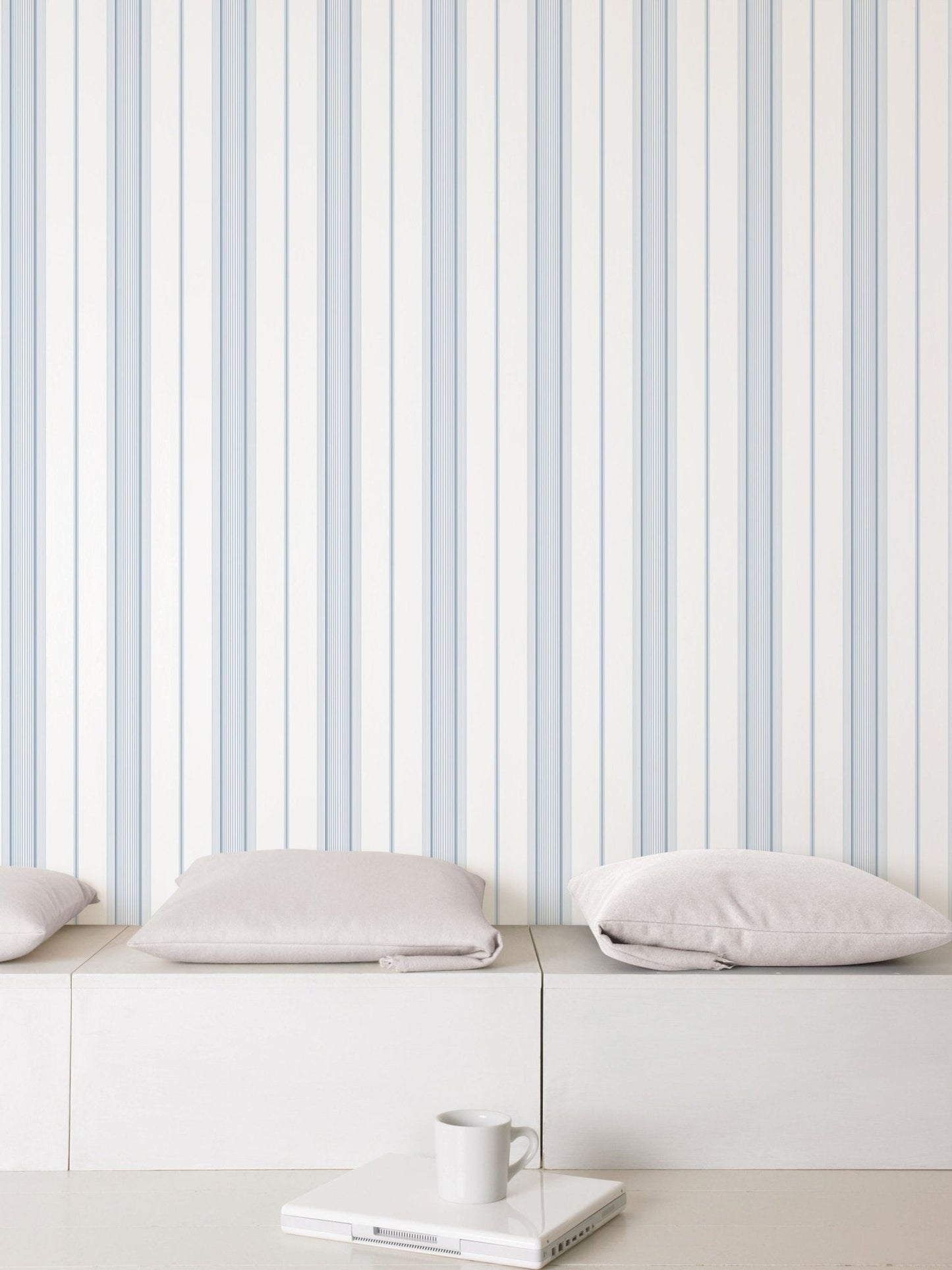 Smart Stripes Multi - Stripe Wallpaper - Blue - Galerie - G67574 - Premier Wallcovering