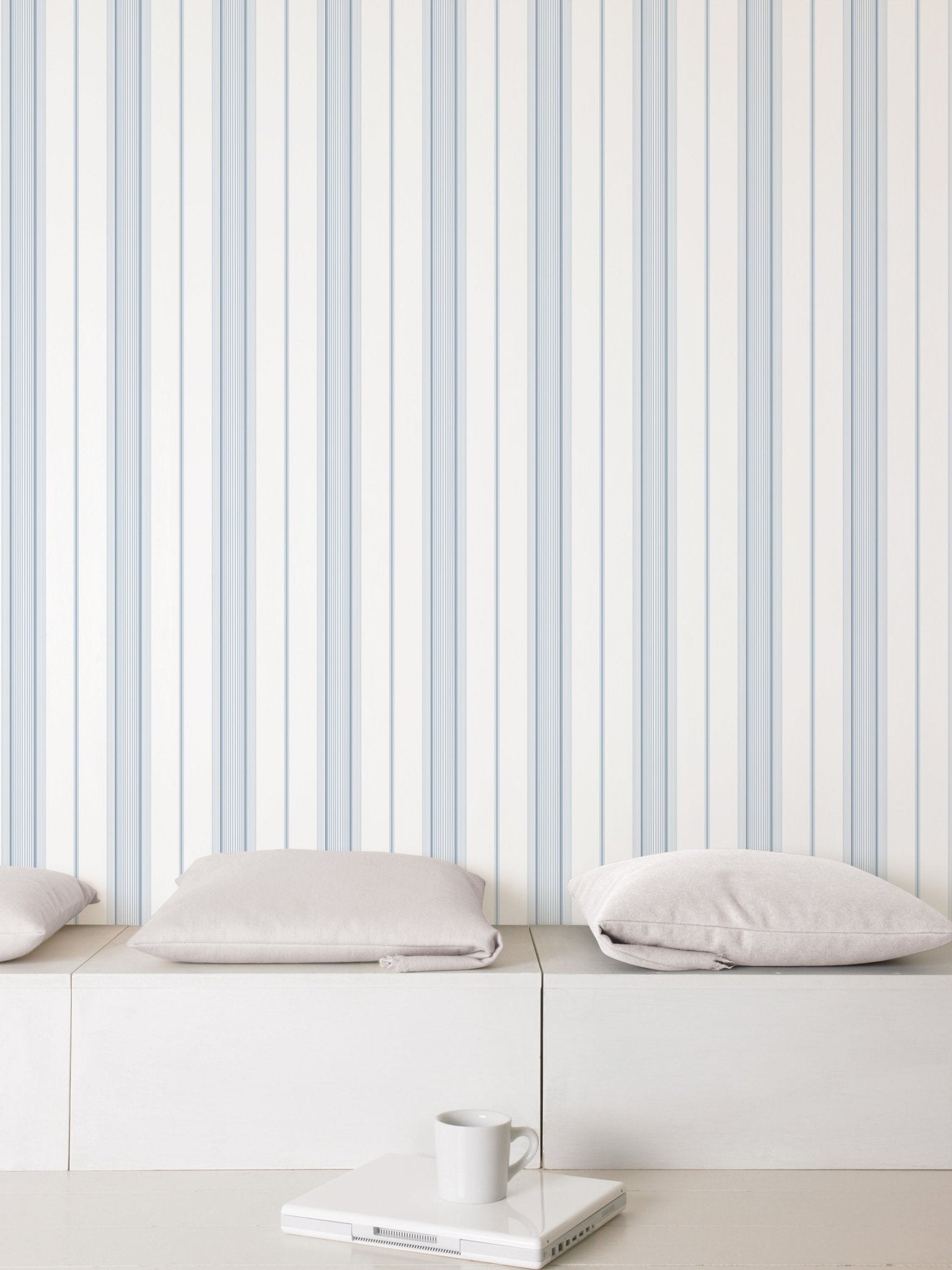 Smart Stripes Multi - Stripe Wallpaper - Blue - Galerie - G67574 - Premier Wallcovering
