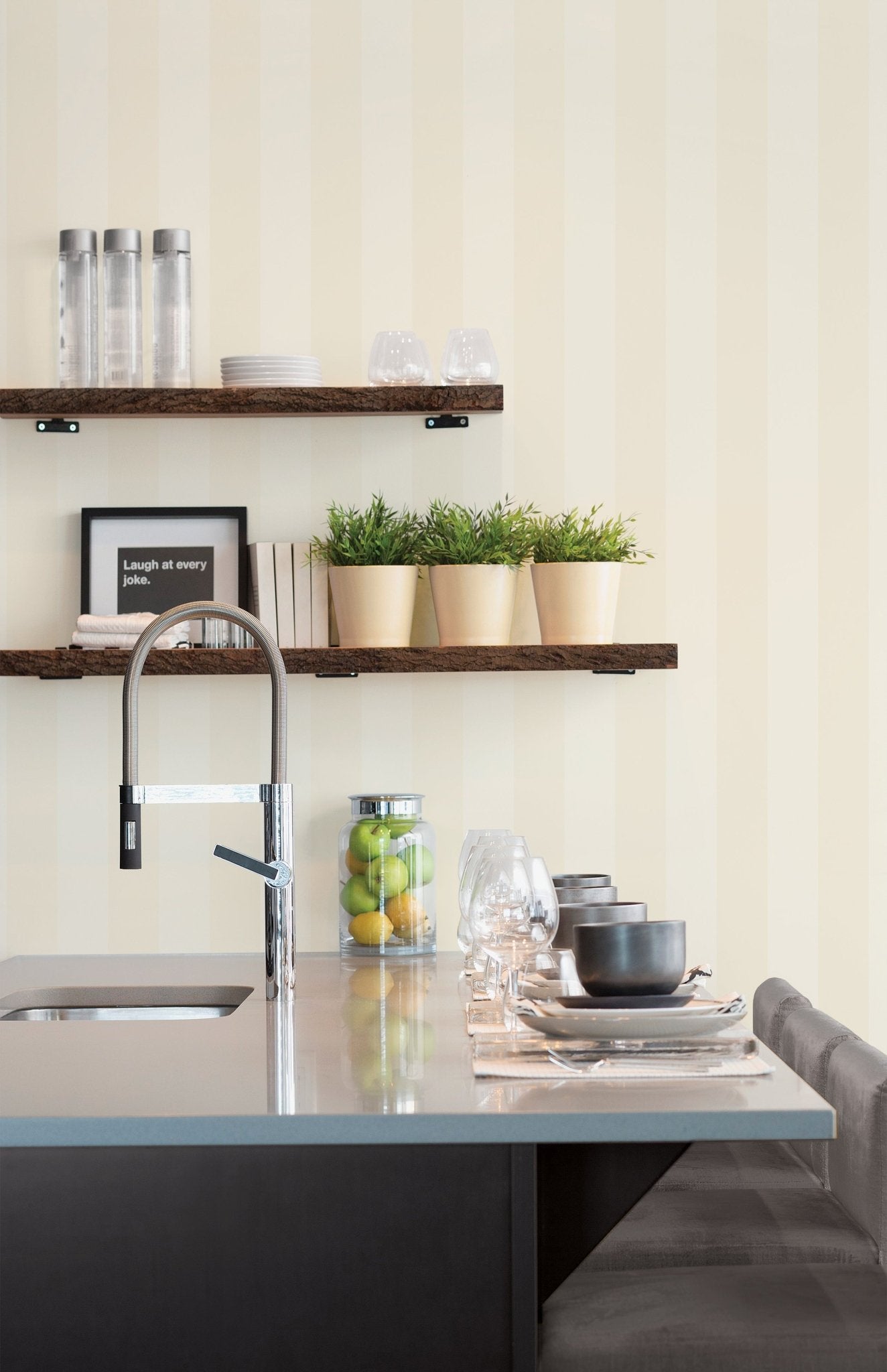 Smart Stripes Single Colour Stripe Wallpaper - Pale Cream - Galerie - G67557 - Premier Wallcovering