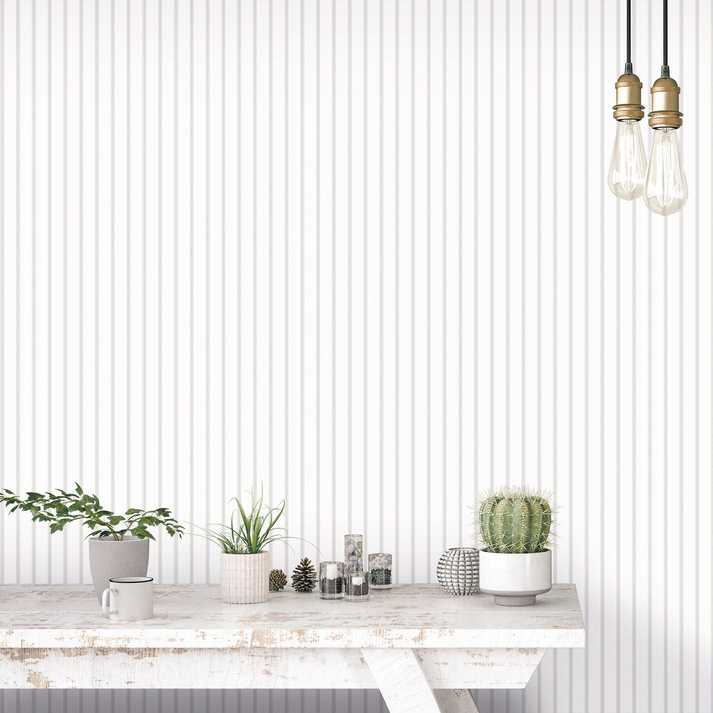 Smart Stripes Skinny Stripe Wallpaper - Beige - Galerie - G67563 - Premier Wallcovering