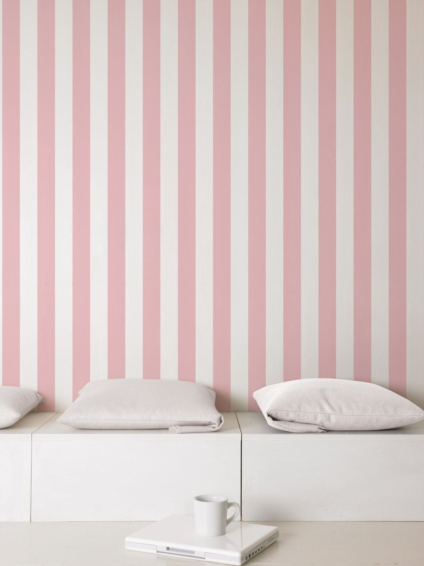 Smart Stripes Striped Wallpaper - Pink / White - Galerie - G67524 - Premier Wallcovering