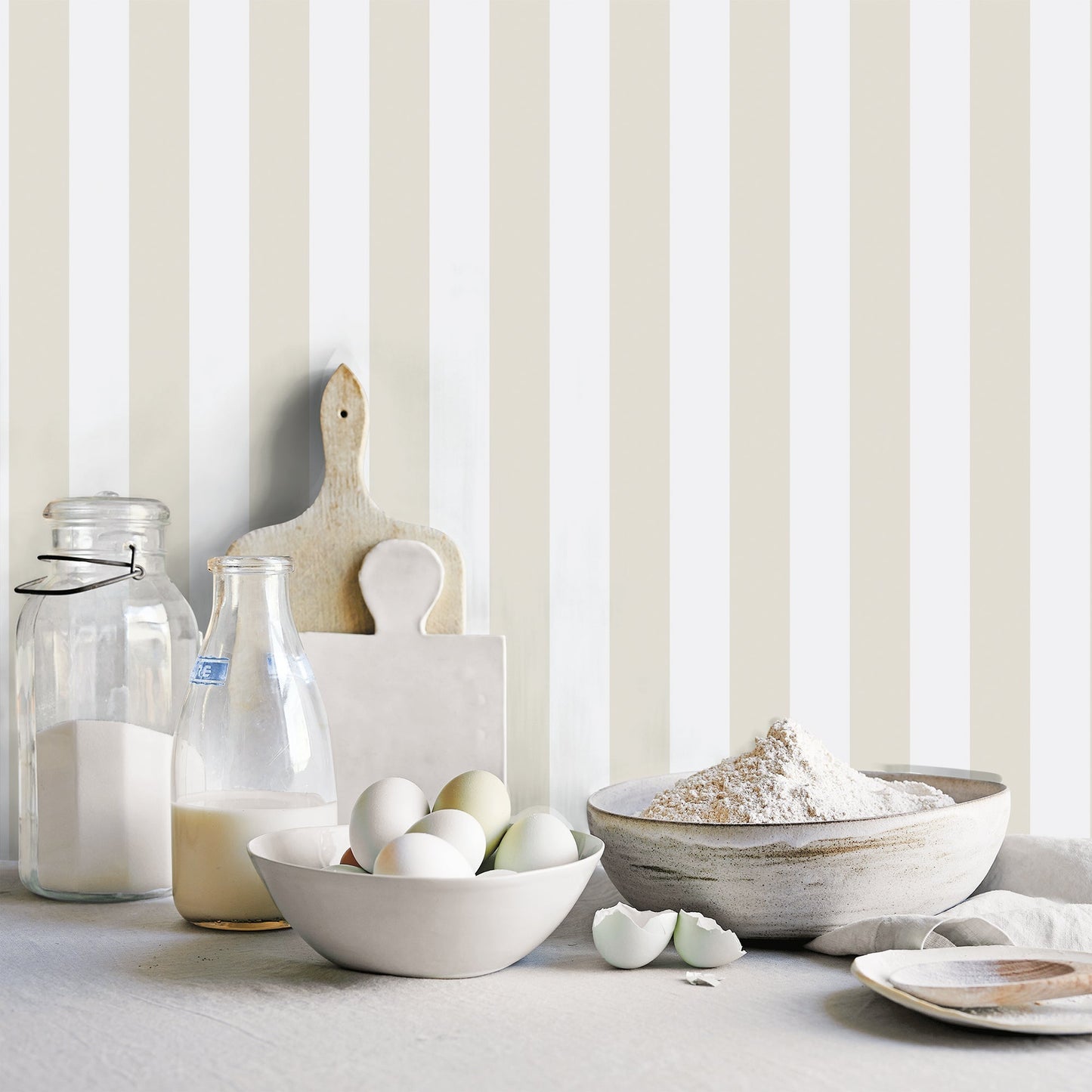 Smart Stripes Striped Wallpaper - Taupe / Cream - Galerie - G67526 - Premier Wallcovering