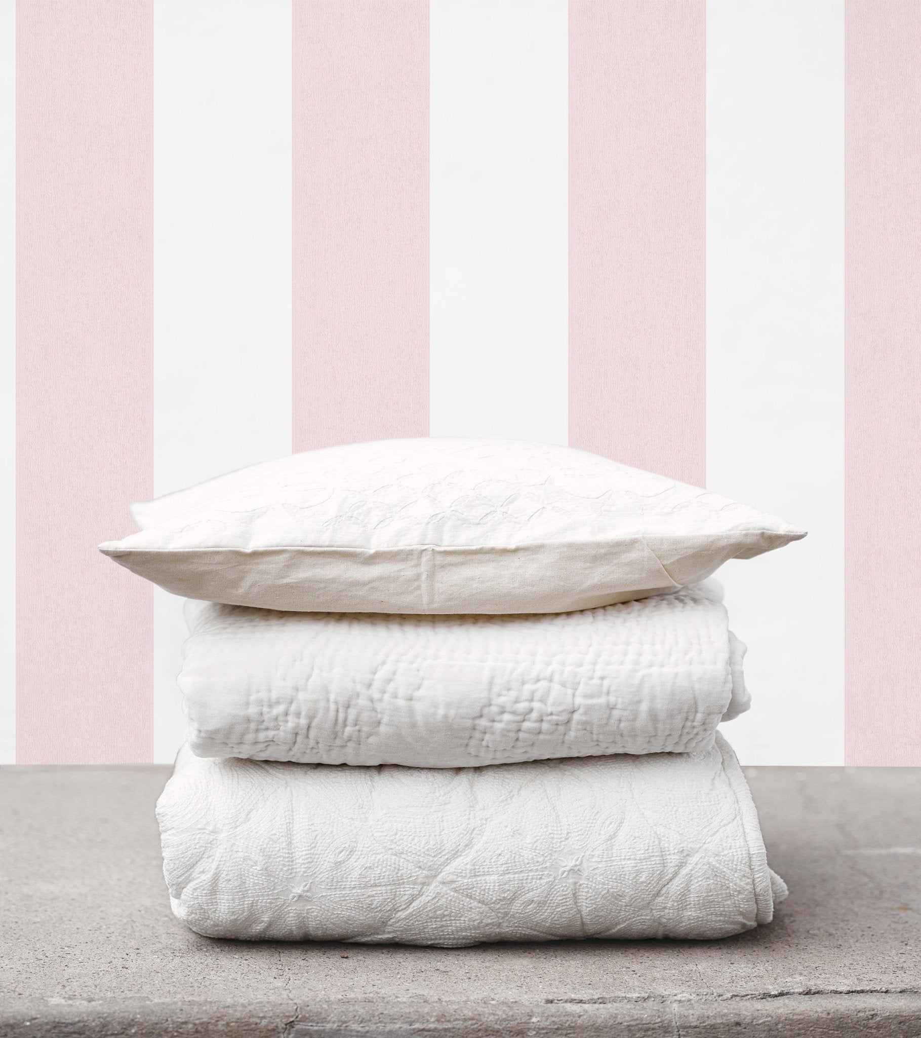 Smart Stripes Wide Stripe Wallpaper - Pink / White - Galerie - G67585 - Premier Wallcovering