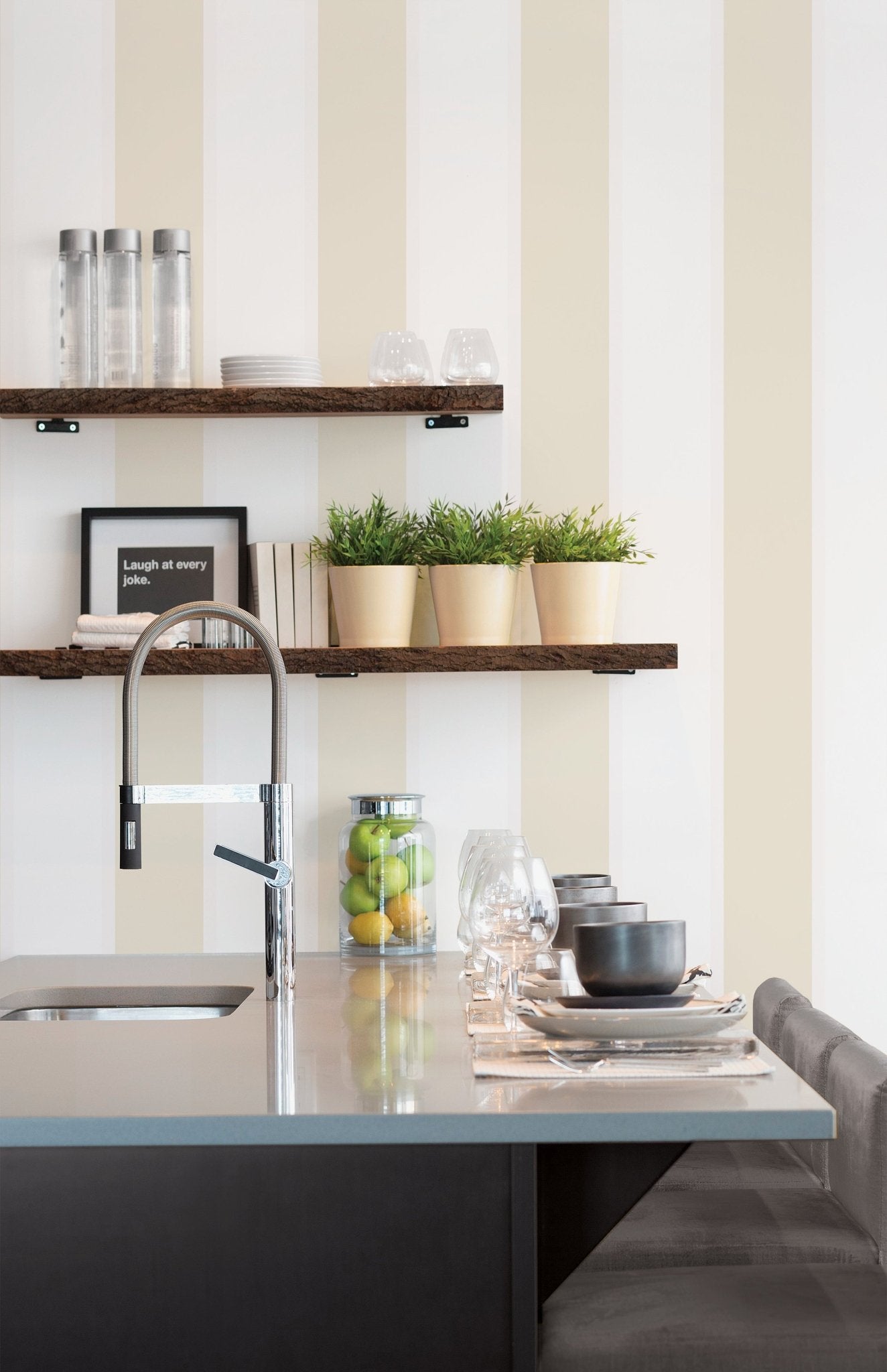 Smart Stripes Wide Stripe Wallpaper - Cream - Galerie - G67547 - Premier Wallcovering