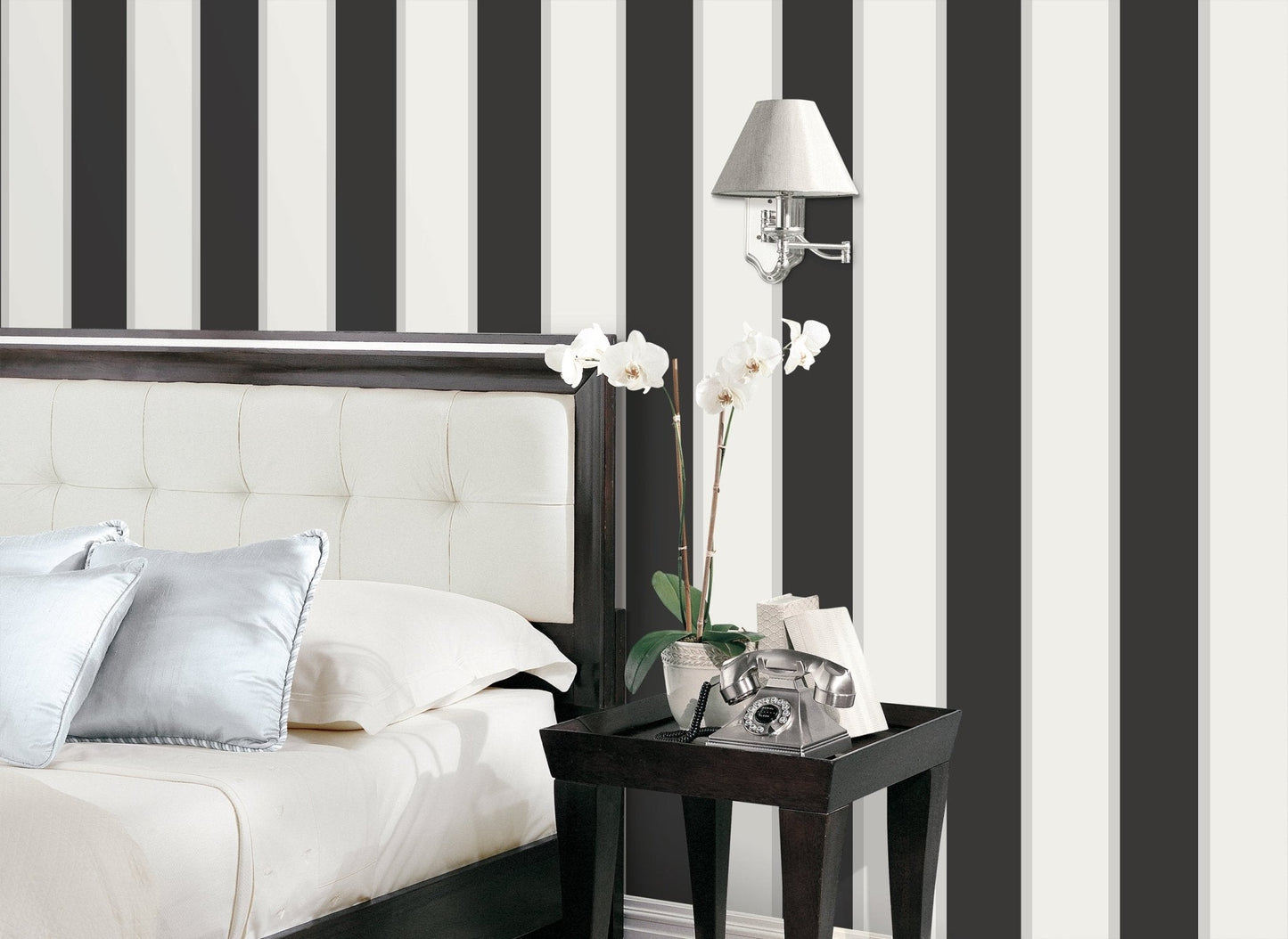 Smart Stripes Wide Stripe Wallpaper - Black / Cream - Galerie - G67543 - Premier Wallcovering