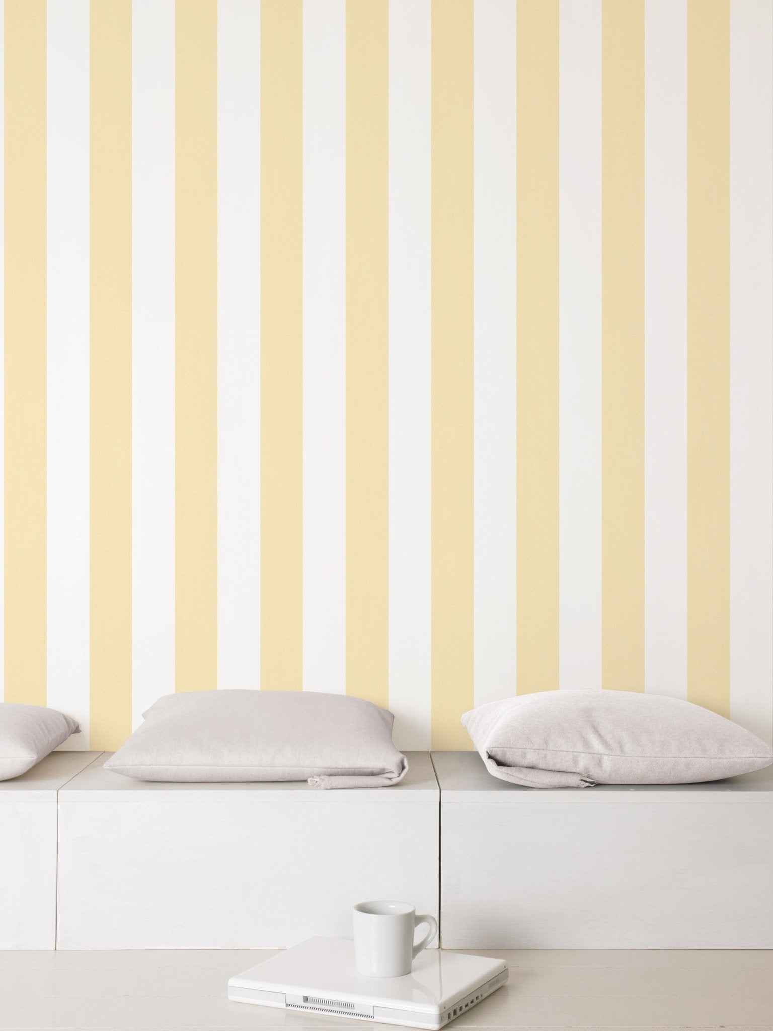 Smart Stripes Wide Stripe Wallpaper - Yellow - Galerie - G67587 - Premier Wallcovering
