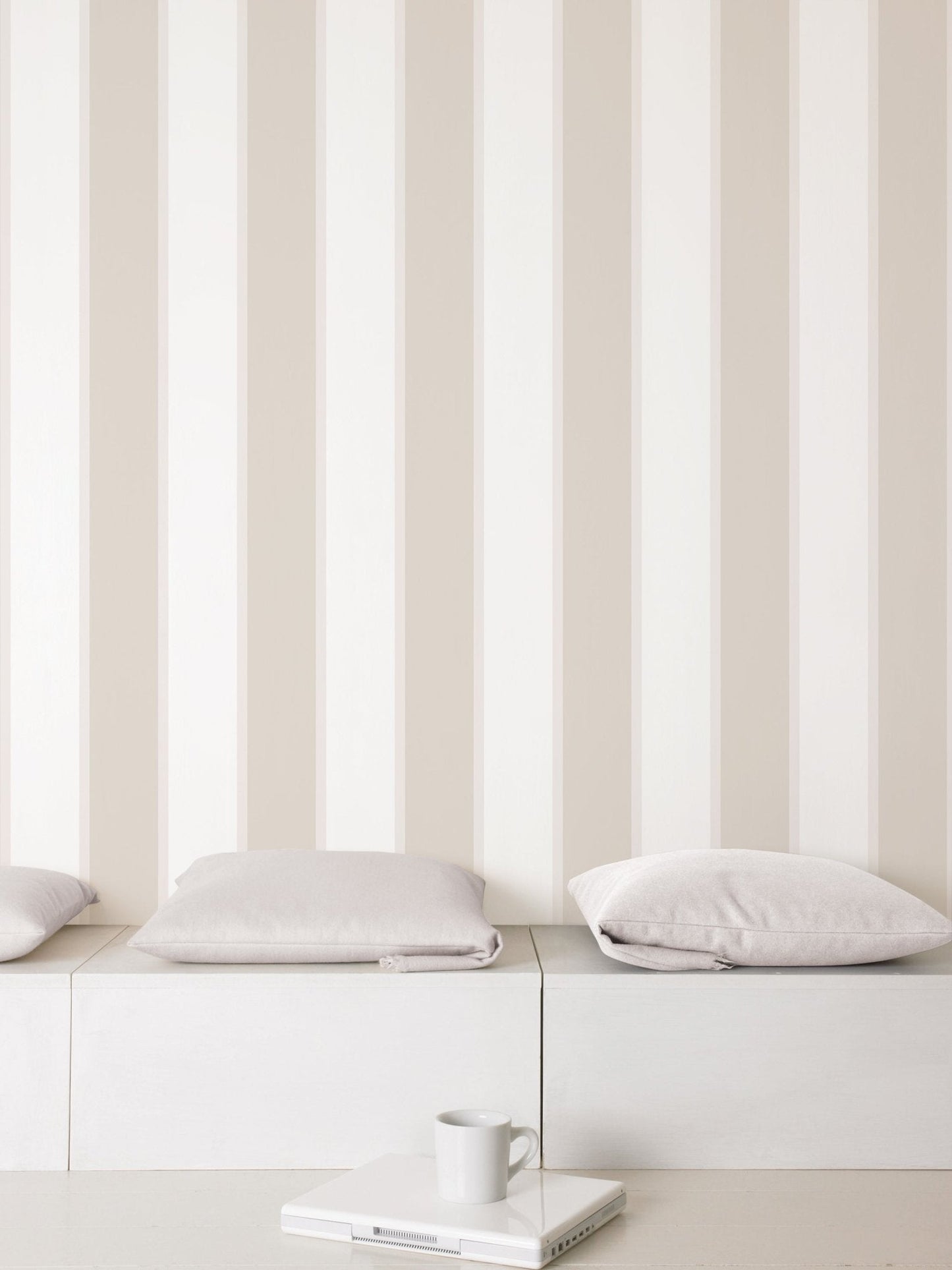 Smart Stripes Wide Stripe Wallpaper - Beige - Galerie - G67553 - Premier Wallcovering