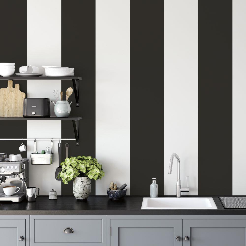 Smart Stripes Widest Stripe Wallpaper - Black - Galerie - G68076 - Premier Wallcovering