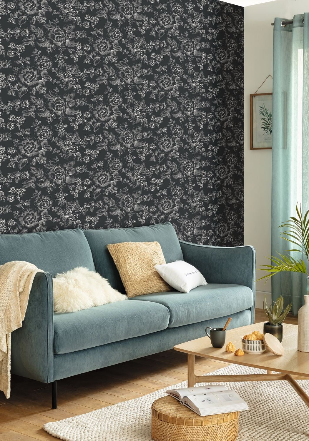 Smile A Fleur De Peau Wallpaper - Noir Blanc - Caselio - 69849122