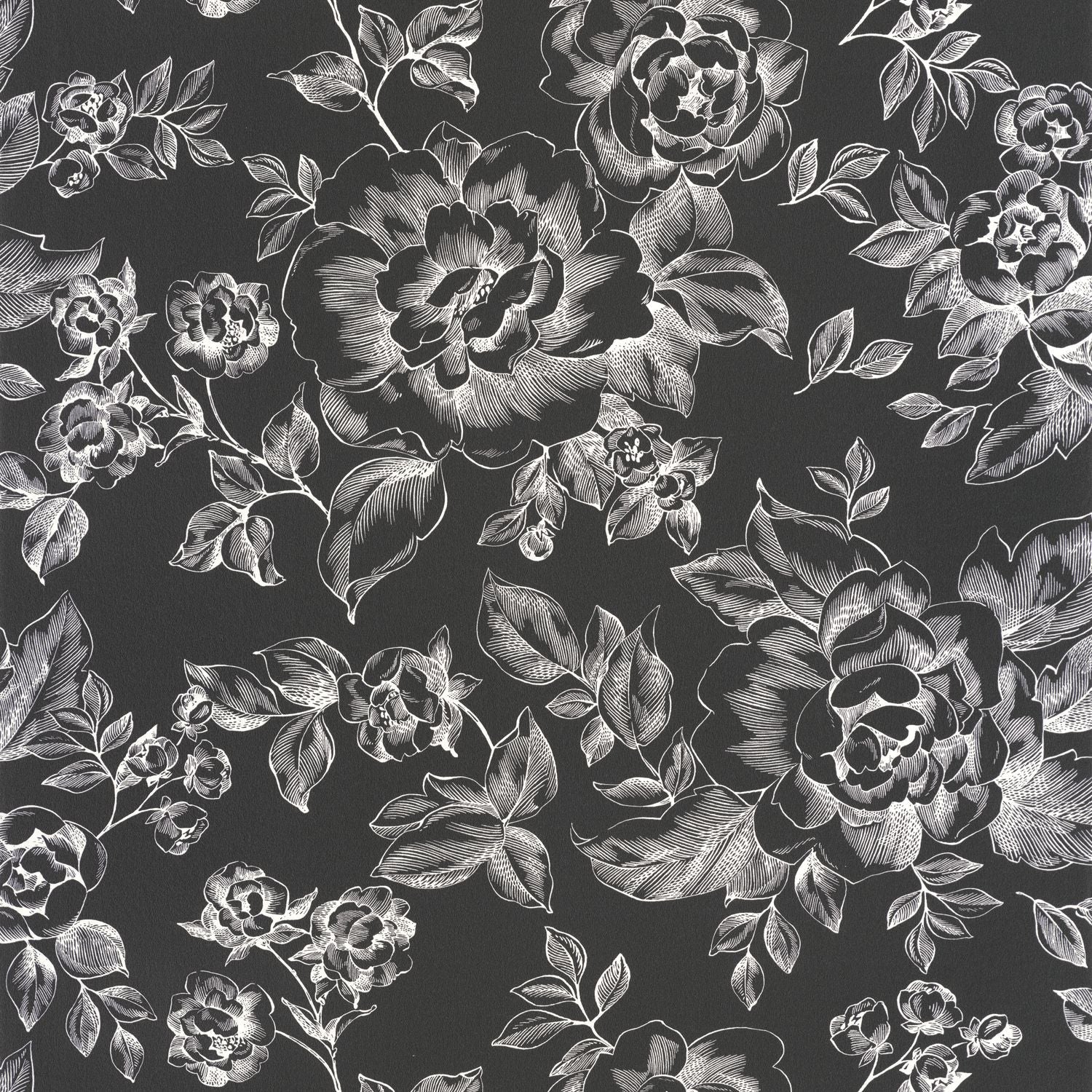 Smile A Fleur De Peau Wallpaper - Noir Blanc - Caselio - 69849122