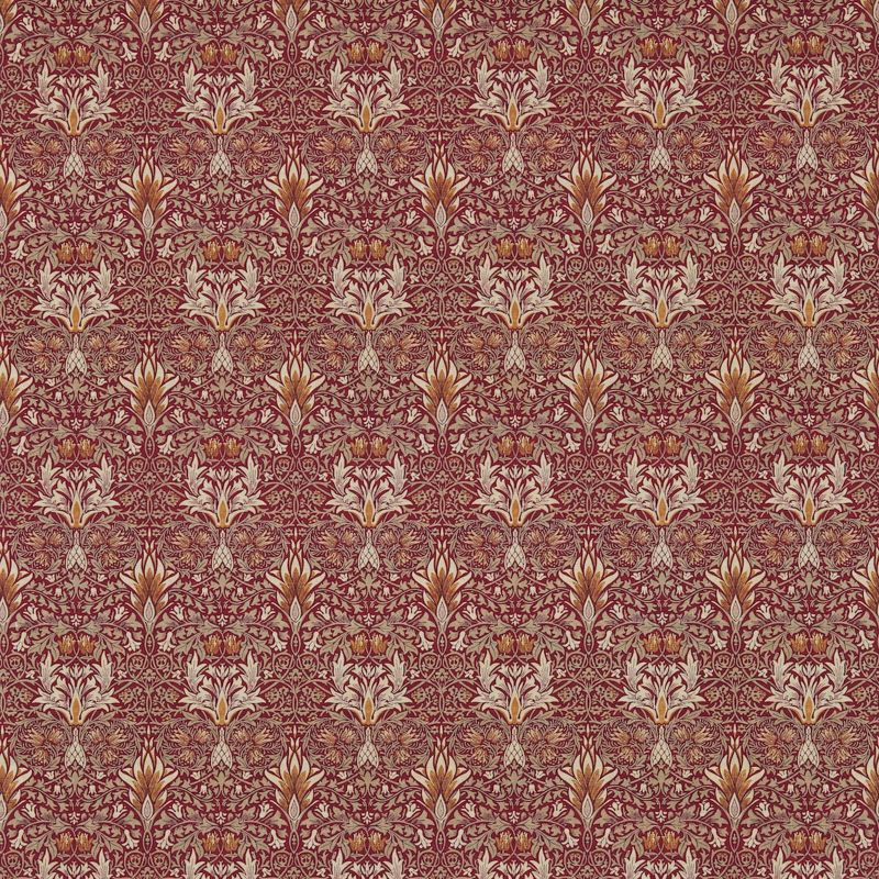 Snakeshead Fabric - Claret/Gold - Morris & Co - 224467 - Premier Wallcovering