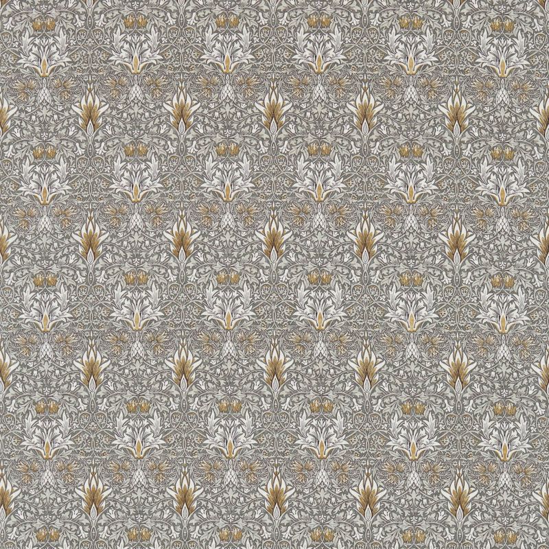 Snakeshead Fabric - Pewter/Gold - Morris & Co - 224468 - Premier Wallcovering