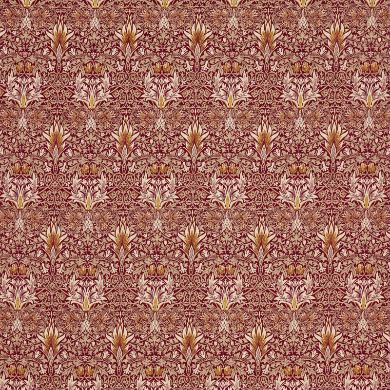 Snakeshead Velvet Fabric - Crimson/Saffron - Morris & Co - 236935 - Premier Wallcovering