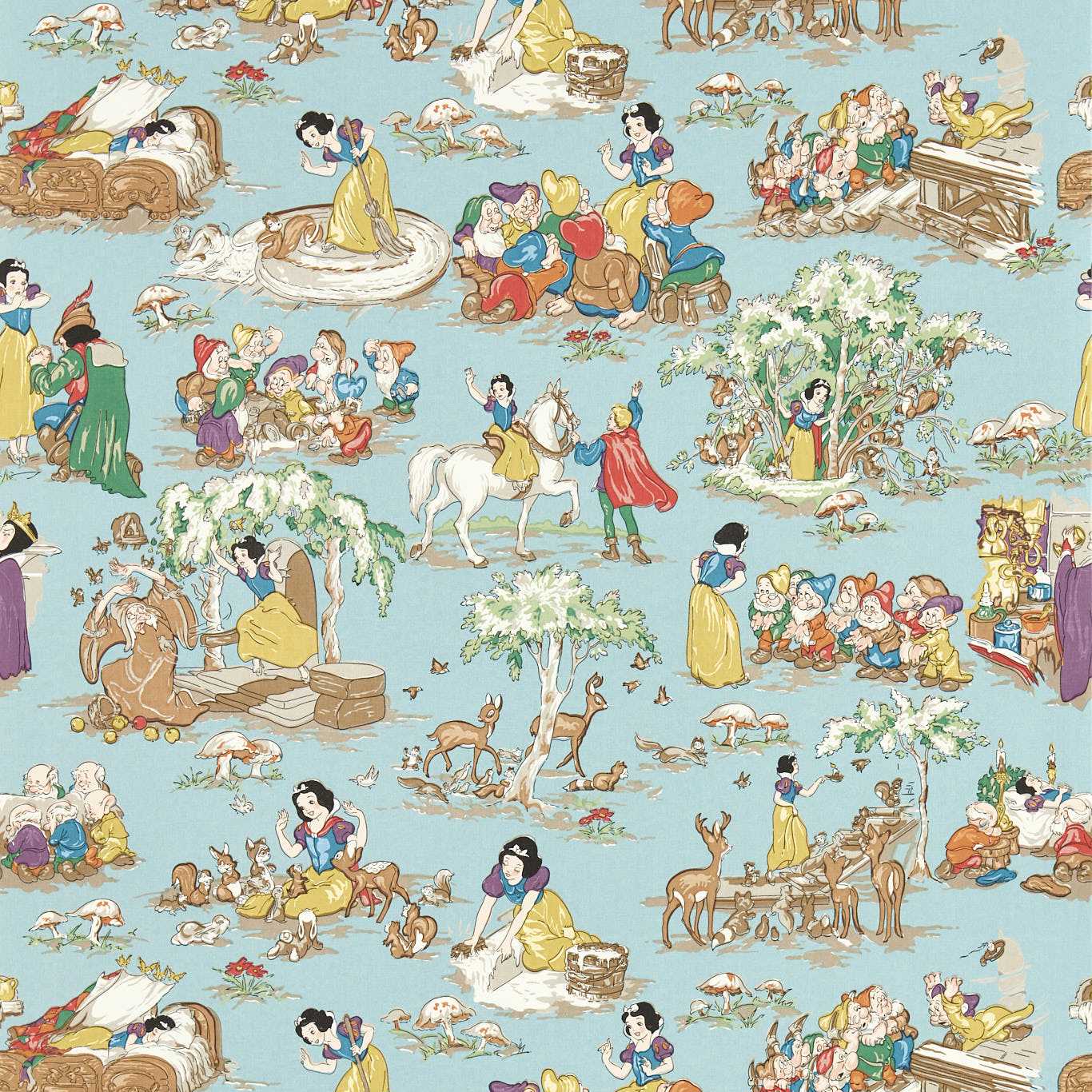 Snow White Wallpaper - Puddle Blue - DDIW217274 - Sanderson
