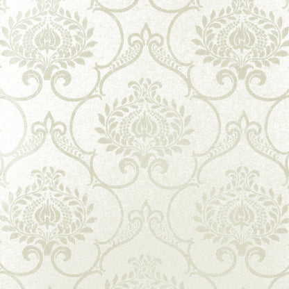 So White Damask Wallpaper - Blanc - Casadeco - 26450136 - Premier Wallcovering