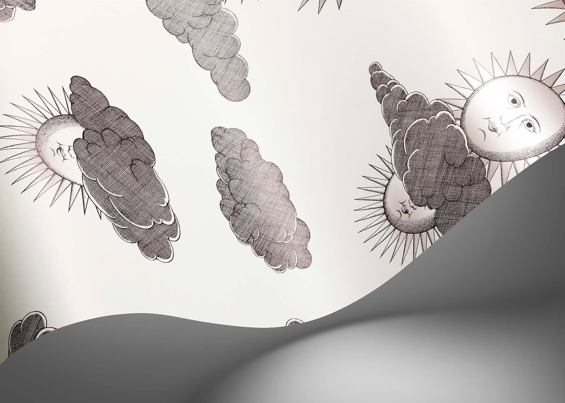 Soli e Nuvole Wallpaper - Black & White - 123/2007 - Cole & Son - Premier Wallcovering