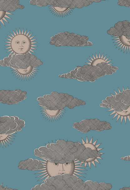 Soli e Nuvole Wallpaper - Teal & Rose Gold - 123/2010 - Cole & Son - Premier Wallcovering